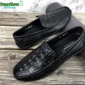 Giày Lười Nam Công Sở Happyshoes Da Bò Thật Dập Vân Cá Sấu - HS82