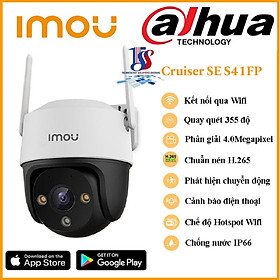 Camera wifi ngoài trời imou Cruiser SE 4MP IPC-S41FP 4.0 Megapixel, chống nước, xoay qua app, fullcolor màu ban đêm, có mic thu âm - Hàng chính hãng bảo hành 24 tháng