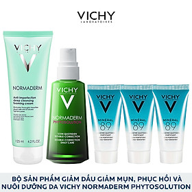 Bộ sản phẩm giảm dầu giảm mụn, phục hồi và nuôi dưỡng da Vichy Normaderm Phytosolution