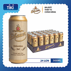 [BIA ĐỨC_SINCE 1810] Thùng 24 Lon Bia Tươi Thầy Tu EIBAUER HEFEWEIZEN HELL 5.2 ĐỘ 500ml/Lon  - Bia Tươi Men Sống Thượng Hạng - Bia Đức Nhập Khẩu Chính Hãng