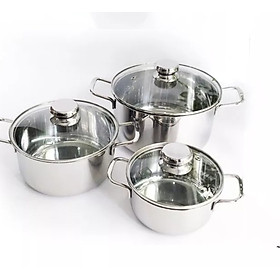 Mua Bộ nồi Fivestar 3 chiếc nắp kính  inox hàng chuẩn sịn sò 3 đáy đun từ