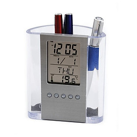 Mua Hộp đựng bút kiêm đồng hồ để bàn V2 (Tặng kèm quạt mini cắm cổng USB vỏ nhựa giao màu ngẫu nhiên)
