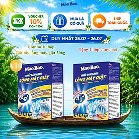 Combo 10 Hộp Bột Vệ Sinh Máy Giặt Mao Bao 306g - Loại Bỏ Cặn Bẩn, Khử Mùi Cho Máy Giặt Cửa Trên/Trước