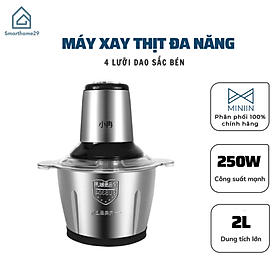 Máy Xay Thịt Cá Đa Năng Cối Inox 304 4 Lưỡi Cao Cấp, Công suất 250W - Nghiền Tỏi Ớt Rau Củ - Hàng Loại 1- Chính Hãng MINIIN