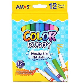 Bộ bút dạ nhập khẩu Hàn Quốc Amos Color Buddy Long 10 12 màu CM10P-M CM12P