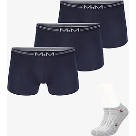 Combo 3 Quần Lót Nam Quần Sịp Đùi Sợi Cotton Cao Cấp MRM FASHION 1 màu TẶNG Đôi Tất Nam Cao Cấp