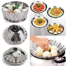 Vĩ Hấp Xòe Inox Không Rỉ Sét Có Thể Xếp Gọn, Có 3 Chân Chắc Chắn, Có Tay Cầm Lấy Ra Dễ Dàng Không Bị Nóng