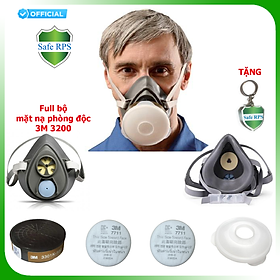 Mua Bộ mặt nạ chống bụi   chống mùi   phòng độc cao cấp chính hãng 3M 3200   phin lọc 3M 3301K-100   tấm lọc 3M 7711   nắp đậy 3M 774 và tặng móc treo khóa