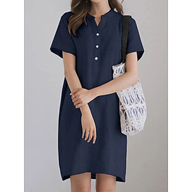Đầm suông linen nữ ngắn tay, form basic dễ mặc, đầm đi học, đi làm siêu xinh HB199