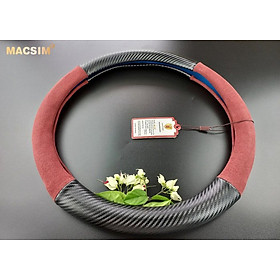 Hình ảnh Bọc vô lăng cao cấp Macsim mã 8771 màu đỏ đô + cacbon