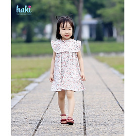 Váy bé gái hoa nhí bèo nhún trước ngực HK512, đầm hè cho bé gái cực xinh HAKI chất liệu Thô cao cấp, váy thiết kế cho bé gái từ 10 - 27kg