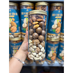 Mixed Nuts 4 Loại Hạt Dinh Dưỡng Macca, Óc Chó, Hạnh Nhân, Hat Dẻ Cười chưa tách vỏ (hũ 500gr)