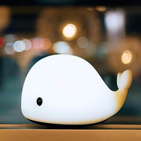 Whale Night Light for Kids, LED Nursery Lamp for Toddler's Room, Cute Color Changing Silicone Baby Night Light with Touch Sensor, Gifts for Boys Girls