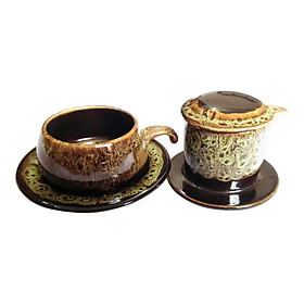 Nơi bán Bộ Quà Tặng Pin Tách Coffee - Gốm Sứ Bát Tràng - P08V - Màu Vàng Gấm - Giá Từ -1đ