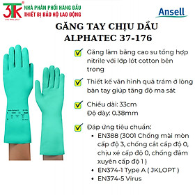 Mua Găng tay cao su Nitrile Ansell 37-176 chống hóa chất   chống dầu   chống nước   lót cotton thấm hút mồ hôi tốt