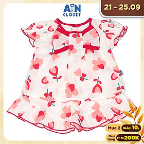 Bộ quần áo ngắn bé gái họa tiết Hoa Tulip đỏ quần váy cotton - AICDBGP1HDBP - AIN Closet