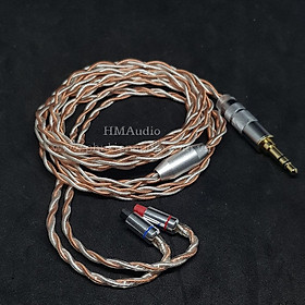 Dây tai nghe Hybrid đồng và đồng mạ bạc OFC 1.2mm tết 4 - Connector ATH IM01/02/03 IM50 IM70