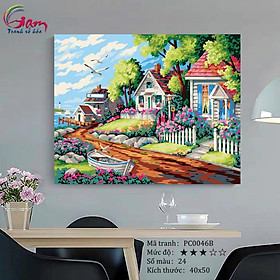 Mua Tranh sơn dầu số hoá tự tô màu Biệt thự ven biển PC0046B