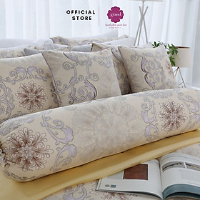 Mua Vỏ gối ôm lụa sateen  tơ thiên nhiên Hàn Quốc by GRAND (kích thước 33x100) hoạ tiết hoa cổ điển  sang trọng