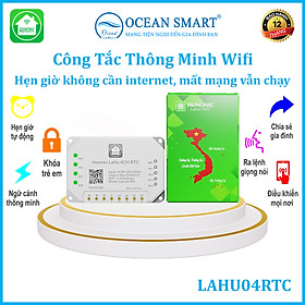 Công tắc wifi lahu, công tắc thông minh hẹn giờ không cần internet rtc hunonic, công suất lên đến 4000w - lahu