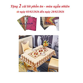 Khăn trải bàn PVC W751 - in nổi hoa văn sang trọng, nền màu vàng nhủ, không thấm nước
