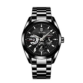 TEVISE Men Watches Automatic Mechanical Skeleton Watch Luminous Hands 3ATM Waterproof Fashion Luxury Stainless Steel