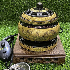 Mua Lư xông Trầm hương  tinh dầu bằng điện  có nhiều chế độ hẹn giờ tự động  điều chỉnh nhiệt độ - Lò xông trầm hương họa tiết rồng