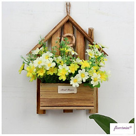 Mua Giỏ hoa treo tường gỗ nhiều mẫu hoa đẹp hình mái nhà trang trí nội thất phong cách mới HG-02