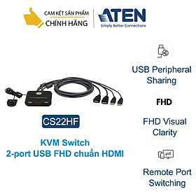 Mua KVM Switch 2 port Aten CS22HF  USB FHD chuẩn HDMI - hàng chính hãng