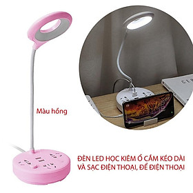 Hình ảnh Đèn Led Đọc Sách Để Bàn Kiêm Ổ Cắm Thông Minh Kéo Dài 1.8m Có Cổng USB Và Giá Đỡ Điện Thoại