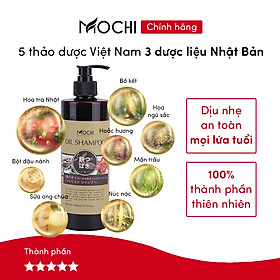 Dầu gội bồ kết hoa trà Mochi Nhật Bản 500ml. Phục hồi hư tổn, dưỡng mượt, cấp ẩm trong 3 phút