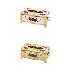 2x Ornate Elegant Tissue Box Cover Square Paper Napkin Case Holder Decor
