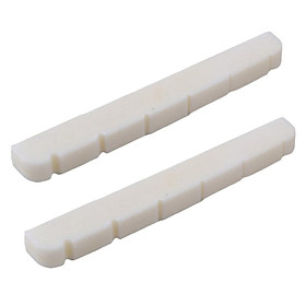 Replacement 2x White Cattle Bone Slotted Nuts White for   Guitar Accs