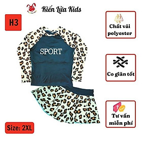 Đồ bơi bé gái tay dài đáng yêu 35-60kg, quần giả váy- tay dài cho bé bơi lâu mà không sợ lạnh - H3 SIZE 2XL