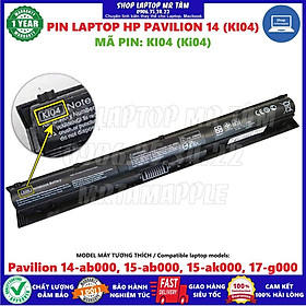 Mua Pin Laptop HP PAVILION 14 (KI04) - 4 CELL - Pavilion 14 ab000  15 ab000  15 ak000  17 g000  HSTNN DB6T  HSTNN LB6S