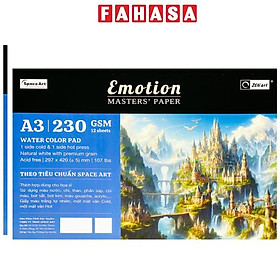 Vở Vẽ Màu Nước Dán Gáy Emotion A3 - 24 Trang - 230gsm - Acmeliae 8450