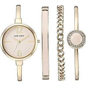 Anne Klein Women's AK/3290LPST Gold-Tone Bangle Watch and Swarovski Crystal Accented Bracelet Set