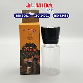 Dụng cụ xay tiêu MIDATEK cối xay ceramic chai nhựa dung tích 100ml miệng hũ 38mm