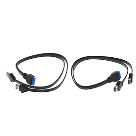 2x USB 3.0 Dual Ports A Female Mount to Motherboard 20pin Header Cable 50cm