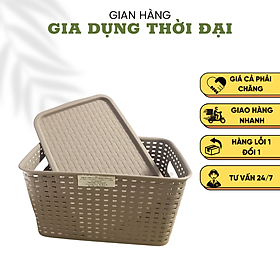 Mua Rổ Nhựa Đựng Đồ Đa Năng Dáng Thấp RATAN Số 1 Hàn Quốc KT: 27.2x19.5x13.7 Cm