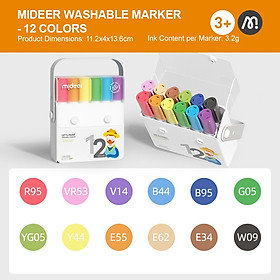 Bút dạ màu nước xóa được an toàn cho bé Let's Paint Washable Marker Mideer - bộ bút highlight đồ dùng học tập cho bé