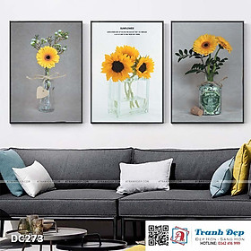 Bộ 3 tranh canvas treo tường Decor Tranh quotes hoa hướng dương - DC273
