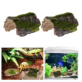 2 pcs Aquarium Tank Bark Bends Ornament Reptile Vivarium Background Decor