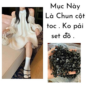 Váy Trắng Tơ Trễ Vai Dài Tay Suông Cách Điệu Siêu Đáng Yêu ( Có size Lớn) BBD01 - Chun Buoc toc