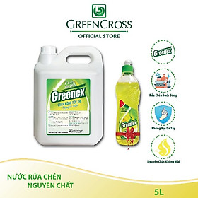 NƯỚC RỬA CHÉN NGUYÊN CHẤT GREENEX KHÔNG MÙI - CAN 5L Tặng thêm 1 chai rửa chén 750g hương chanh