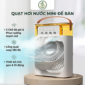 Quạt Hơi Nước Để Bàn Mini Có Đèn LeD 3 Tốc Độ Gió