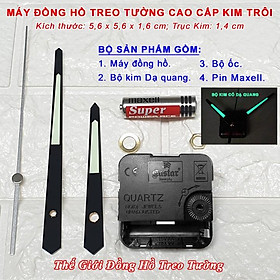 Hình ảnh Máy Đồng Hồ Treo Tường KIM TRÔI Cao Cấp EASTAR Màu ĐEN Có DẠ QUANG