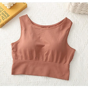 Áo croptop nữ sát nách ba lỗ thun mút mỏng không tay Bra kiểu ôm body tank top vải cotton co giãn