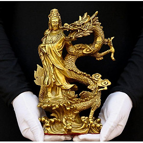Tượng Quan Âm cưỡi rồng bằng đồng thau phong thuỷ Hồng Thắng