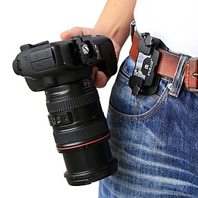 Camera Clip with Plate & 1/4 Tripod Screws for DSLR Waist Belt Backpack Allow you to quick mount and quick take off your camera.